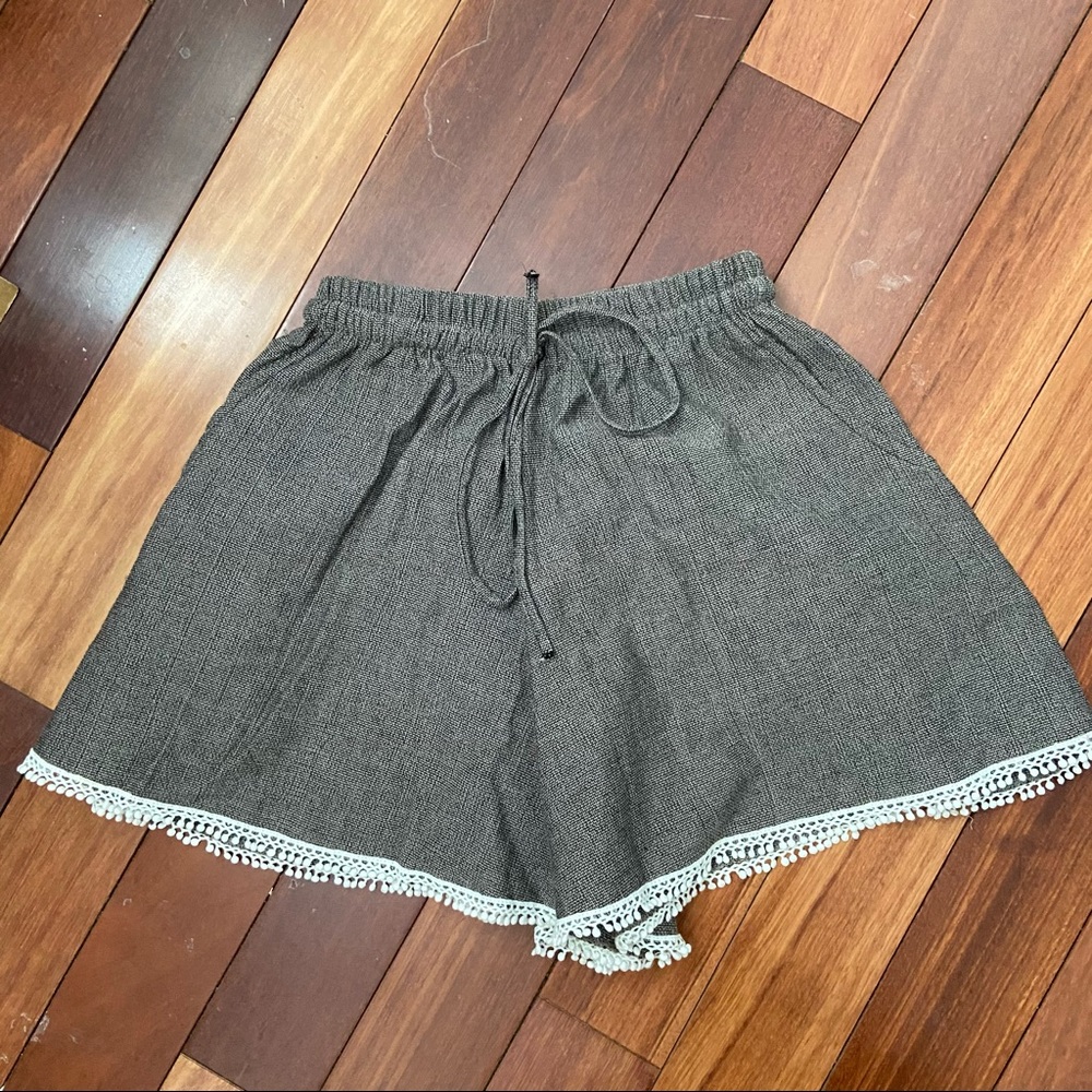 High Rise Grey Linen Shorts